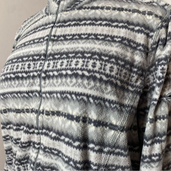 LL Bean Full Zip Lightweight Fleece Jacket Geometrical - Picture 2 of 8